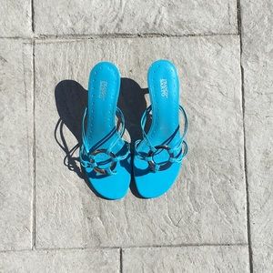 Franco Sarto Turquoise Kitten Heel Sandals